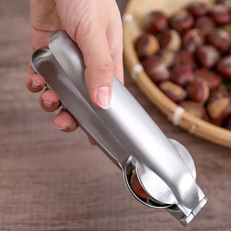 Stainless Steel Chestnut Opening Clip 2 In 1 Creative Chestnut Walnut Metal Sheller Kitchen Food Opener Gadgets