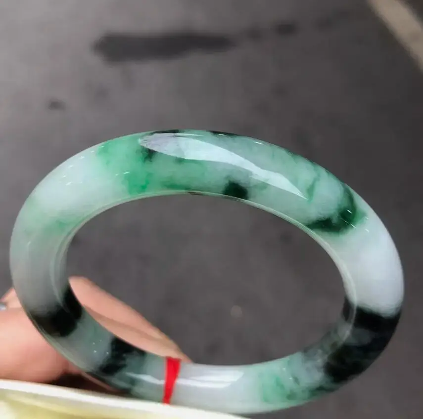 Round Rod Nature Grade A High Icy Green Burma Jade jadeite bracelet bangle 55mm