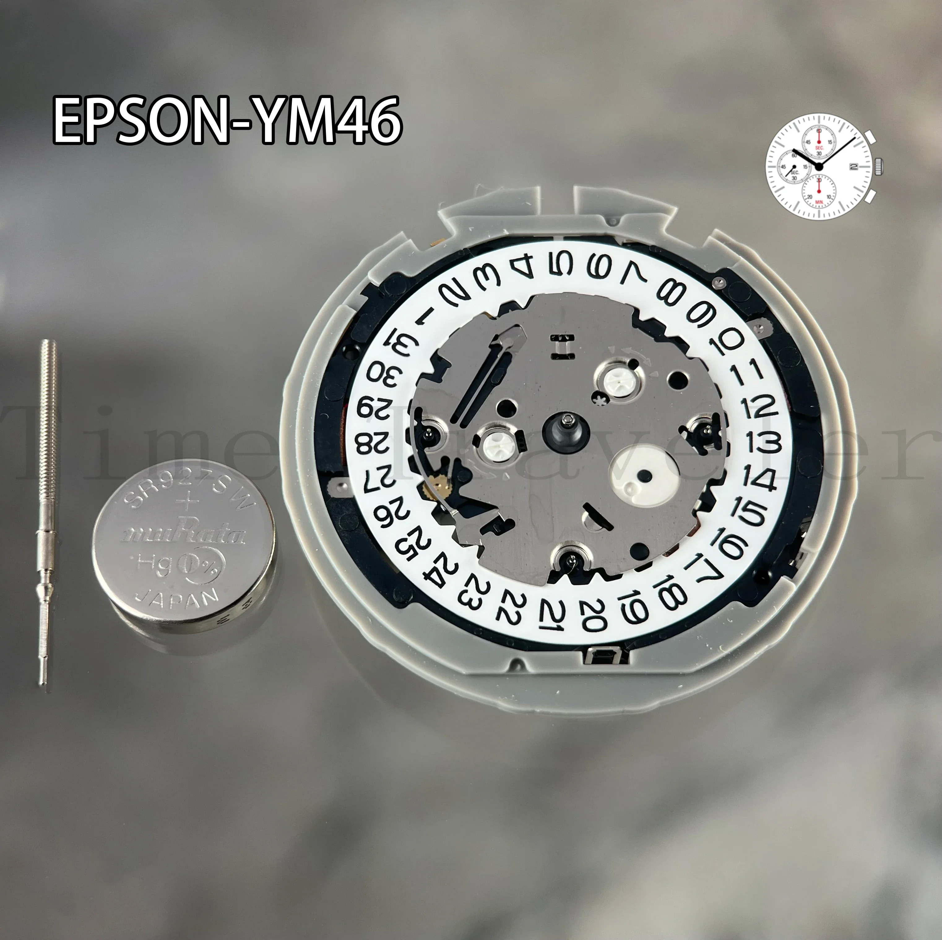 

YM46 Movement Epson YM46-3 Movement YM Series YM46A Quartz Movement 6.9.12 Small Seconds Size:12 ''' Date at 3:00