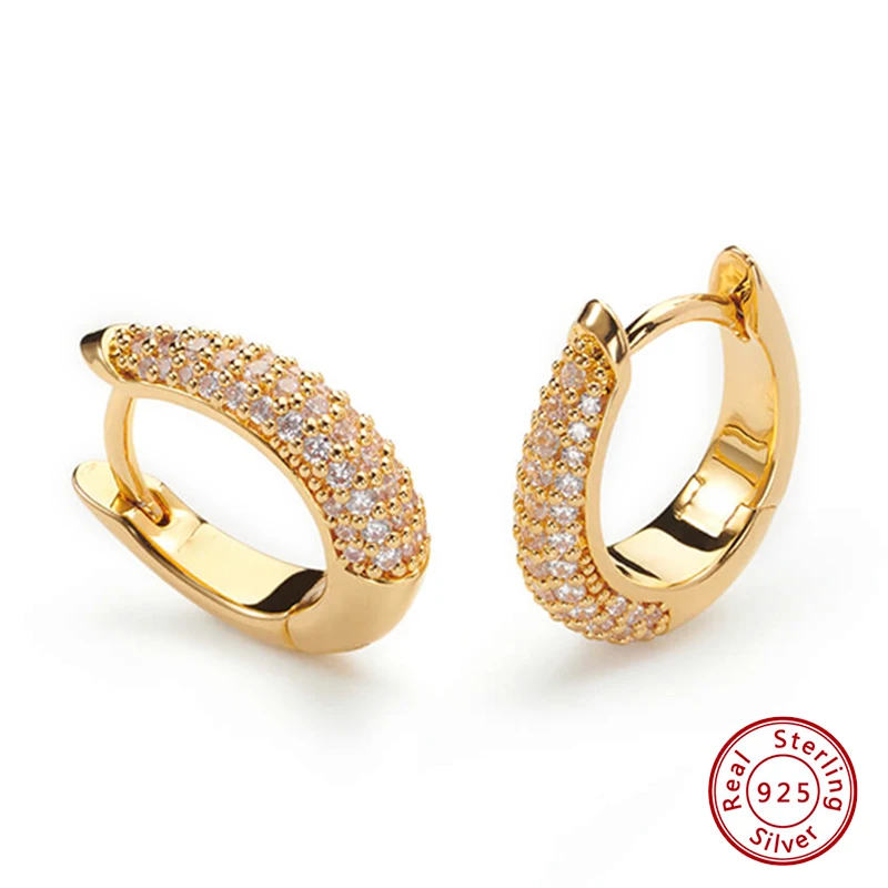 

925 Sterling Silver Earrings Original Certificate Paved Zircon Mini U‑Shape Ear Clip Stud Earrings For Women Factory Direct Sale