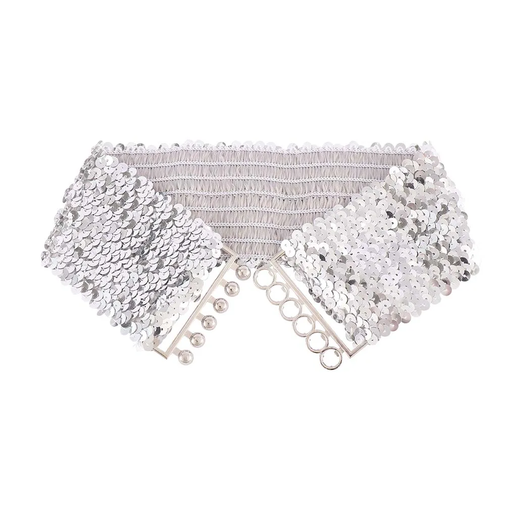 Charms Sequin Corset Stretch Wide Buckle Waistband Belt