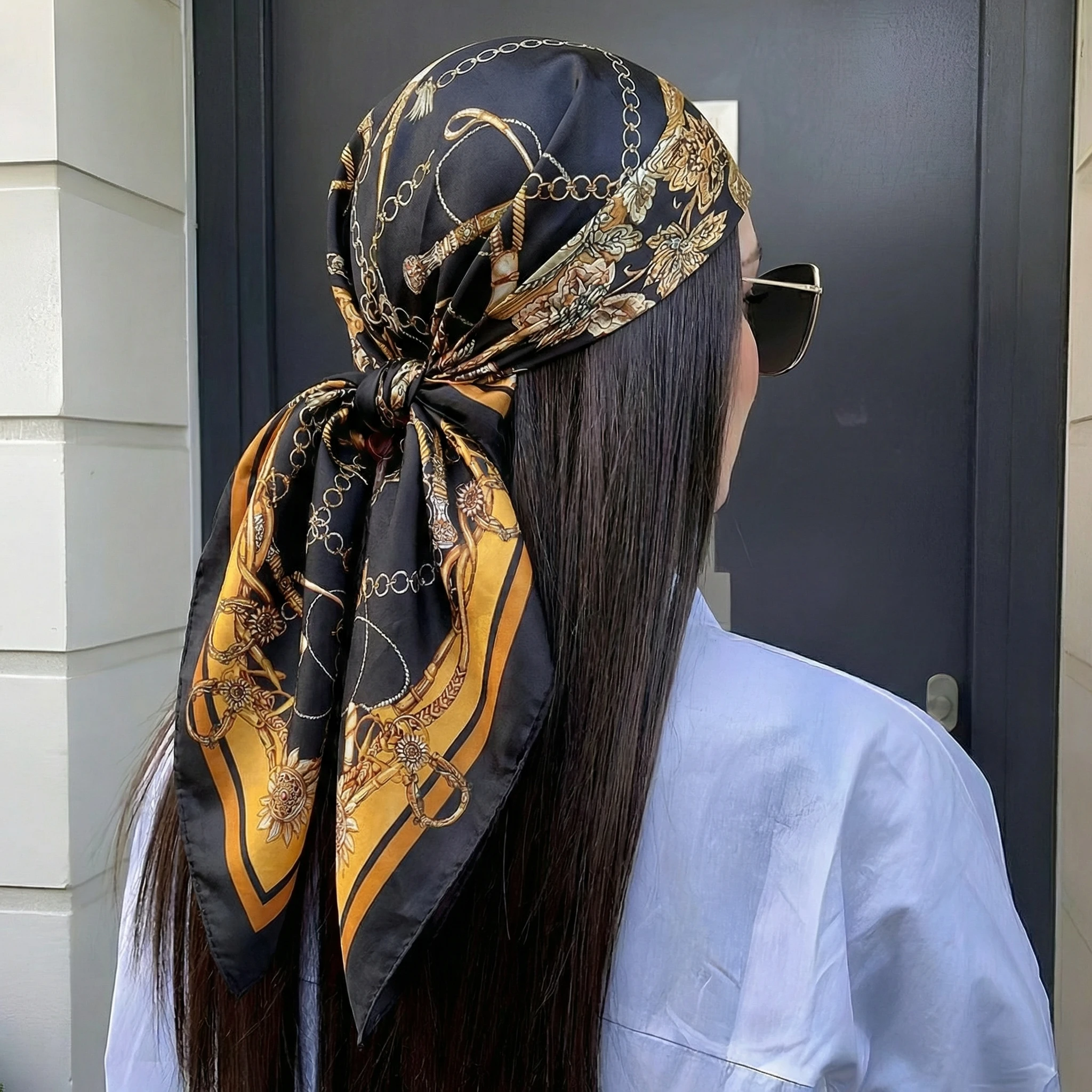 Satin Square Scarf Women Paisley Hijab Elegant 2026 Print Silk Neckerchief Shawl Wraps Headband Handle Hair Accessories Bandana - view 6