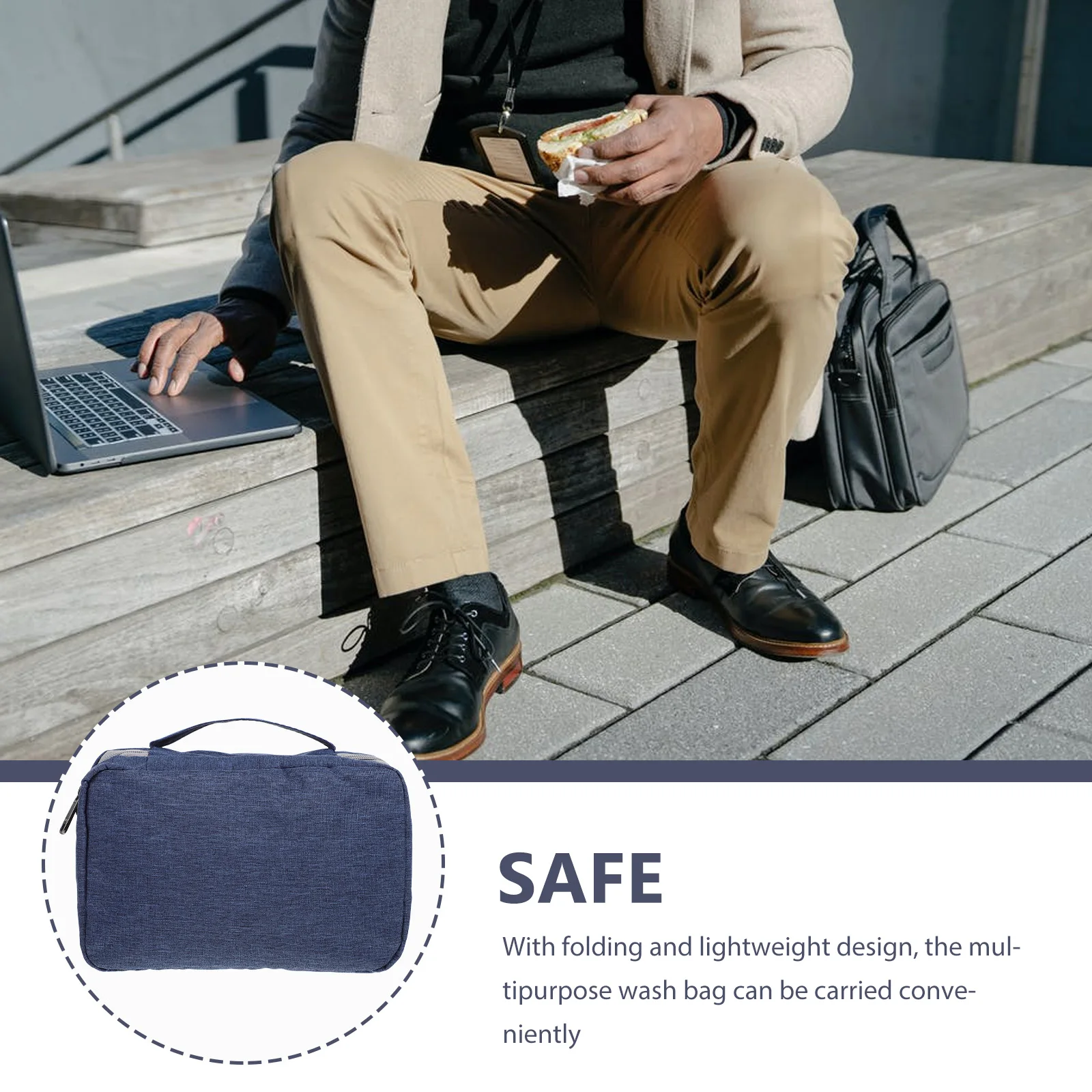 

Wash Bag Men Toiletry Travel Portable Waterproof Polyester Large Capacity Folding Hooks Storage Bag For Cosmetics Skincare