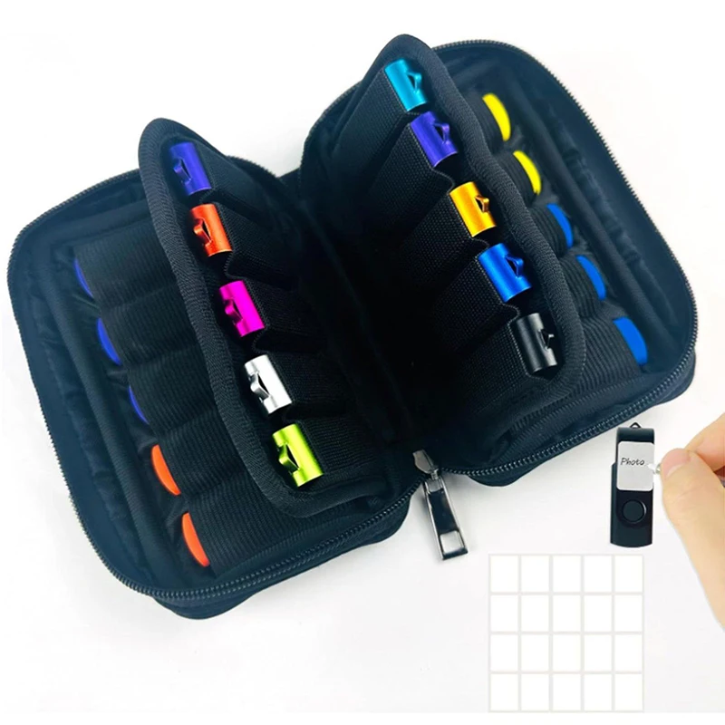 Estuche para unidad Flash, estuche de almacenamiento con 20 ranuras, soporte USB, bolsa de almacenamiento, organizador de Flash para memoria, unidad de salto, unidad de pulgar, fundas USB