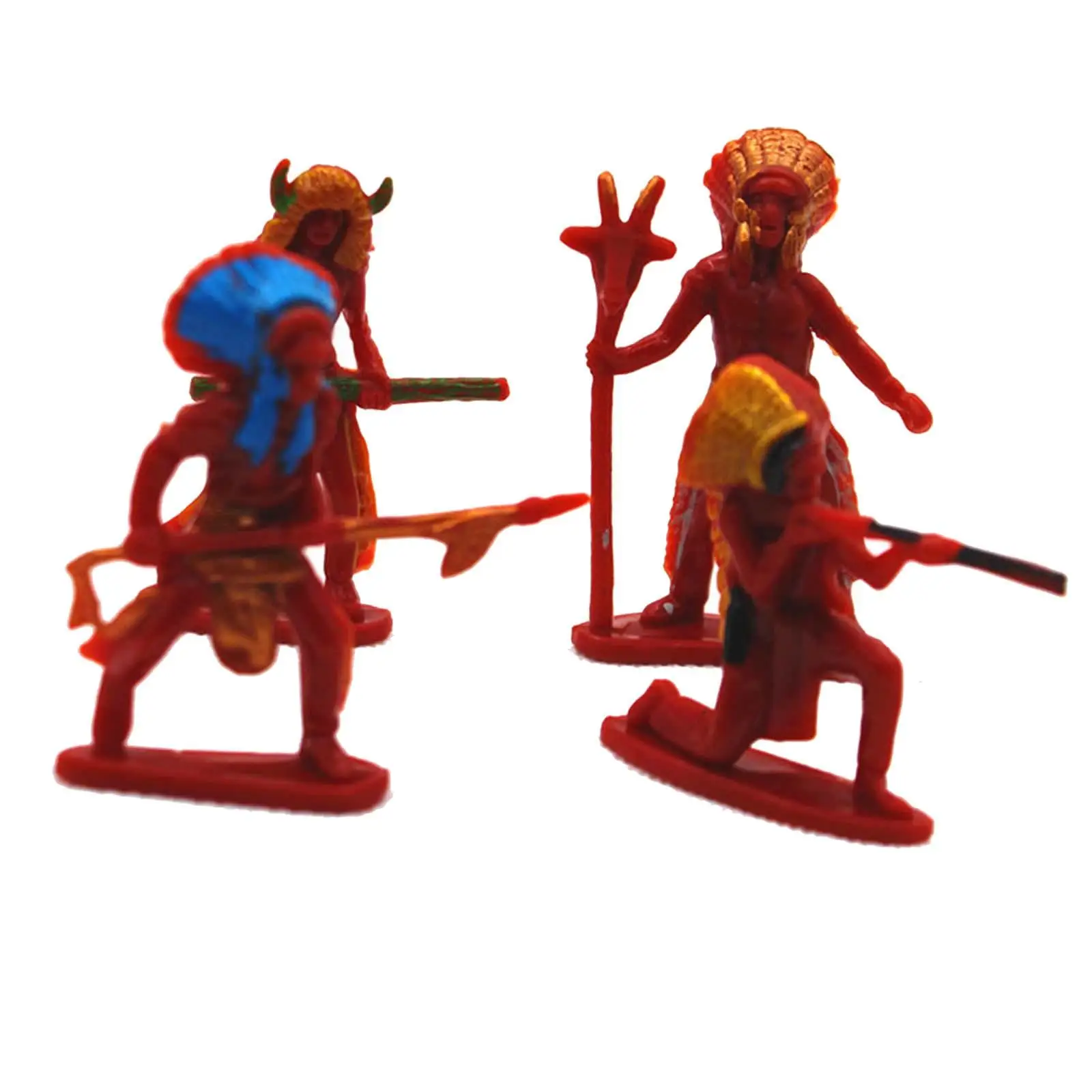 4x Simulation Cowboy People Figures indian Figurines Micro Landscape Train