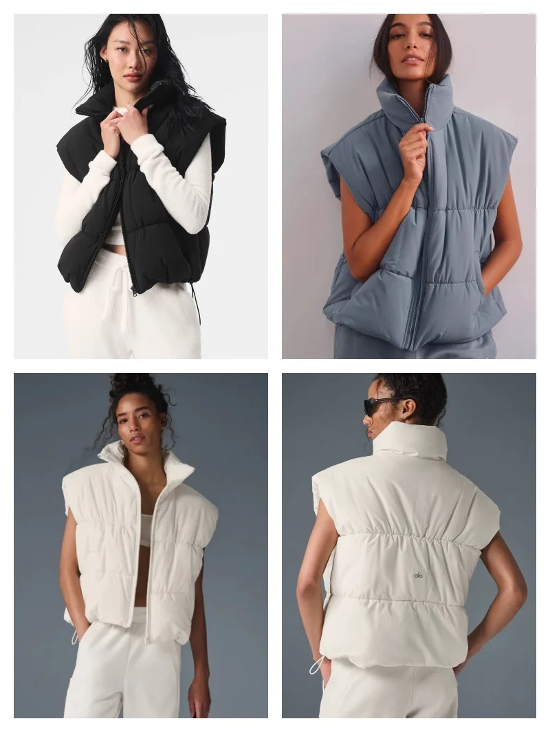 

Winter Thiened Floing Stand Collar Vest Casual Loose Jaet Cotton Suit 2025 Autumn Pure Color Zipper Closure Modified Ac...