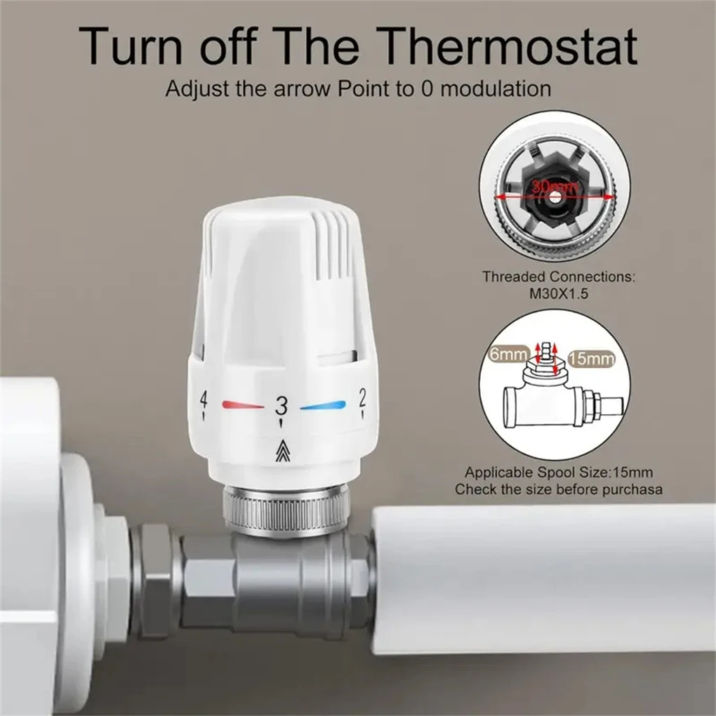 3pcs Smart Thermostatic Radiator Head Automatic Temperature Control Valves for Heating System Standard Radiator Valves Replace