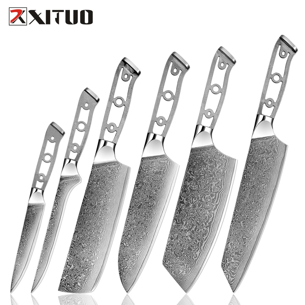 XITUO Kitchen Knife Blank Set 1-6PCS Damascus Steel Blade Chef Knives Sharp Handmade Personalized DIY Custom Knife Accessories