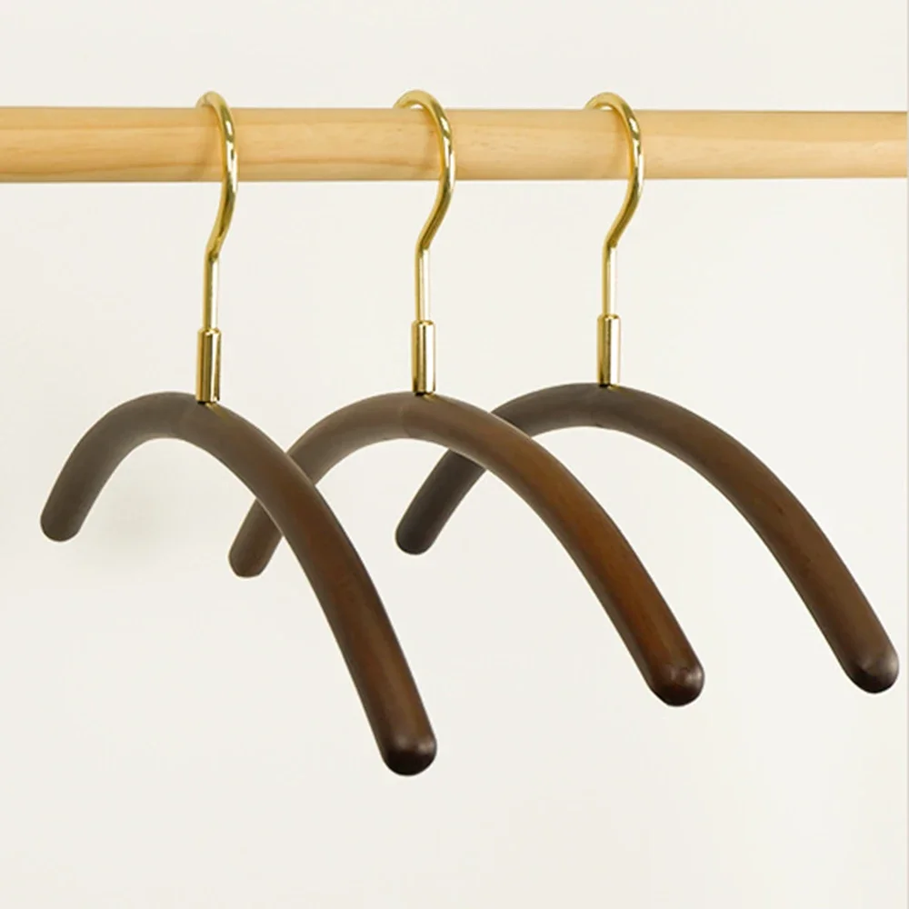 10PCS Solid Wood Hangers - Light Luxury Nordic Style, Retro Simple Brass Clothes Hangers for Adults