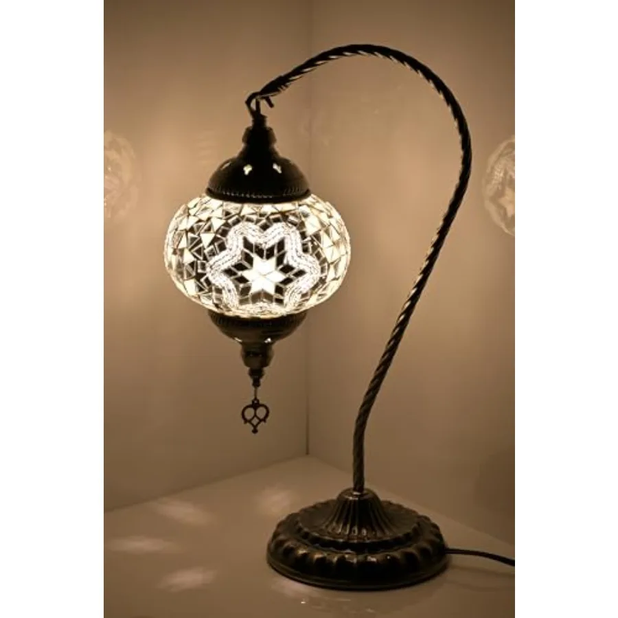 

Swan Neck Turkish Moroccan Lamp Handmade Stained Mosaic Glass Vintage Lamp Shade Bohemian Tiffany Style Bedside Night Lamp Ligh