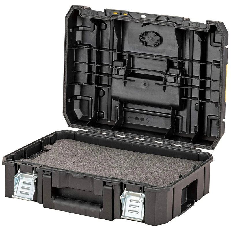 DEWALT DWST83345-1 TSTAK 2.0 IP54 Shallow Storage Box Free Stacking Removable Handheld Portable High-Capacity Plastics Tool Box