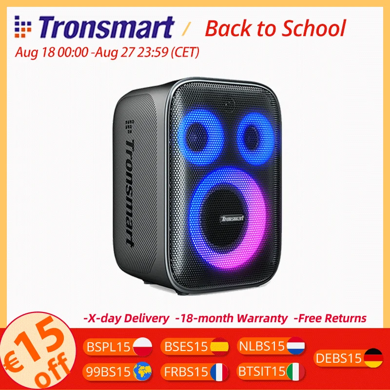 Tronsmart Halo 200 altoparlante Bluetooth Karaoke Party Speaker con sistema audio a 3 vie uscita 120W ingresso per chitarra microfono integrato/cablato