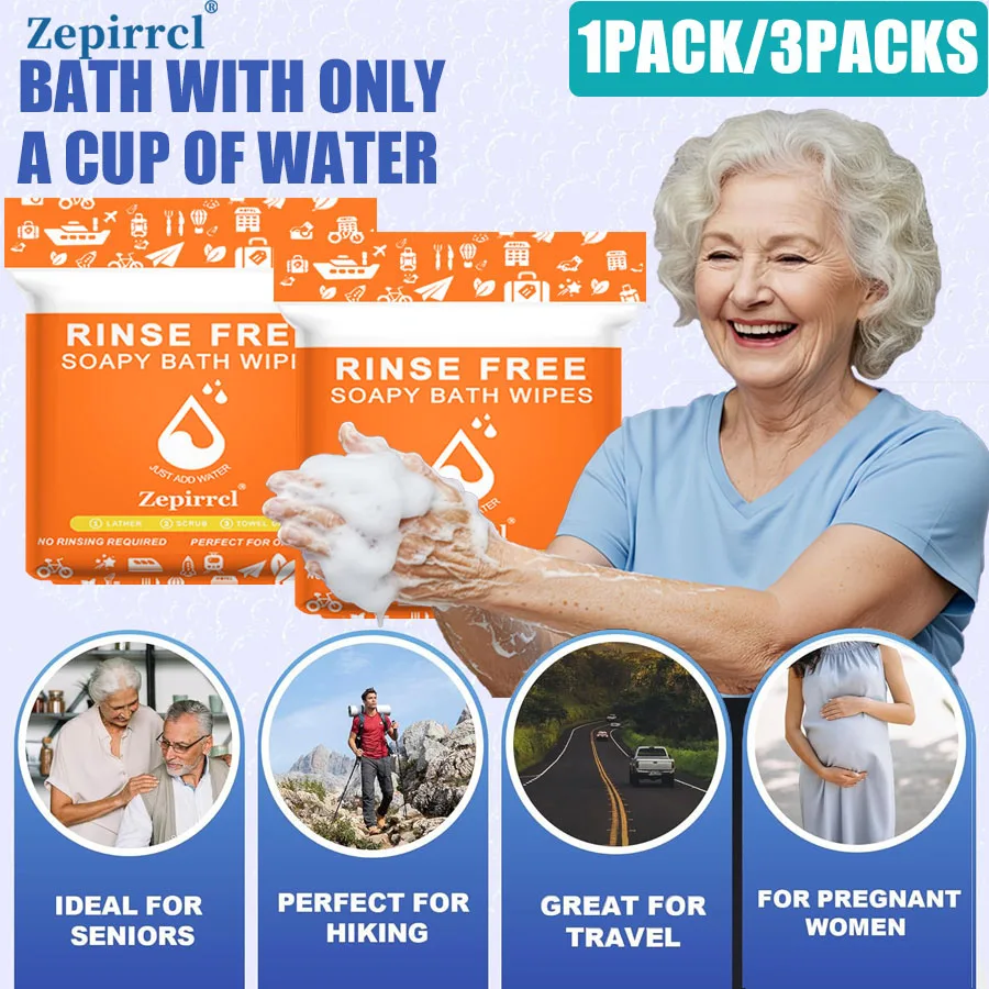 1Pack/3Packs Disposable Foam Bath Towel, Portable Soap Towel, All-In-One Shower Towel, Comes with Soap, Can Be Wetted with Water and Rubbed to Produce Foam for Cleaning the Body, No Rinsing Required, Suitable for Elderly and Bedridden Patients, 30*30cm, 25Count/Pack