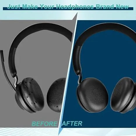 Replacement Ear Pads for Jabra Evolve2 65 (65MS 65UC USB)/Evolve2 40 (40UC 40MS USB)/Elite 45h On-Ear Wireless Headset, Headphon