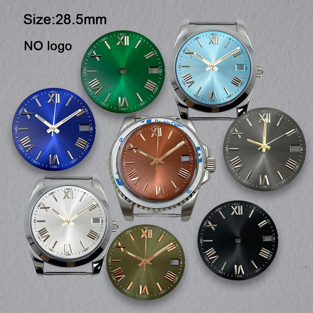 No Logo 28.5mm Watch Roman Numerals Blank Dial For NH35 Movement Custom Logo Watch Dials Hands Accessories Repair Tools