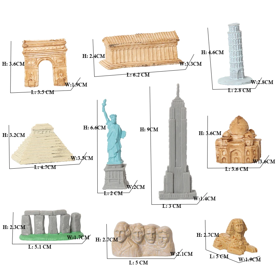 Realistic Plastic Mini Action Figures Building Model Figurines Playset Statue of Liberty Montessori Early Educational Toys Gifts