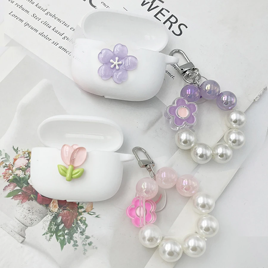 For EarFun Air Pro4 /Air Pro 4i-TW230/Air Pro 3 /Free Pro2 /Free Pro3 Case flower Silicone with keychian EarPhone case #1