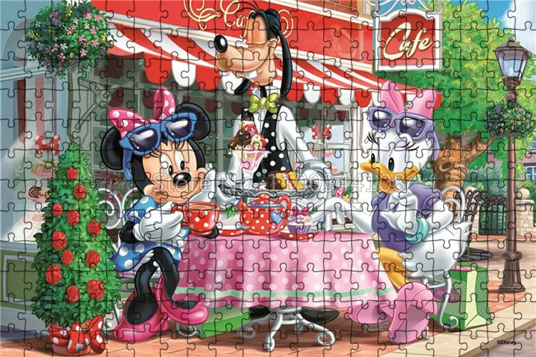 Mickey mouse minnie quebra-cabeça 300/500/1000 peças disney anime quebra-cabeças dos desenhos animados das crianças brinquedos artesanais decoração de casa quarto dos miúdos