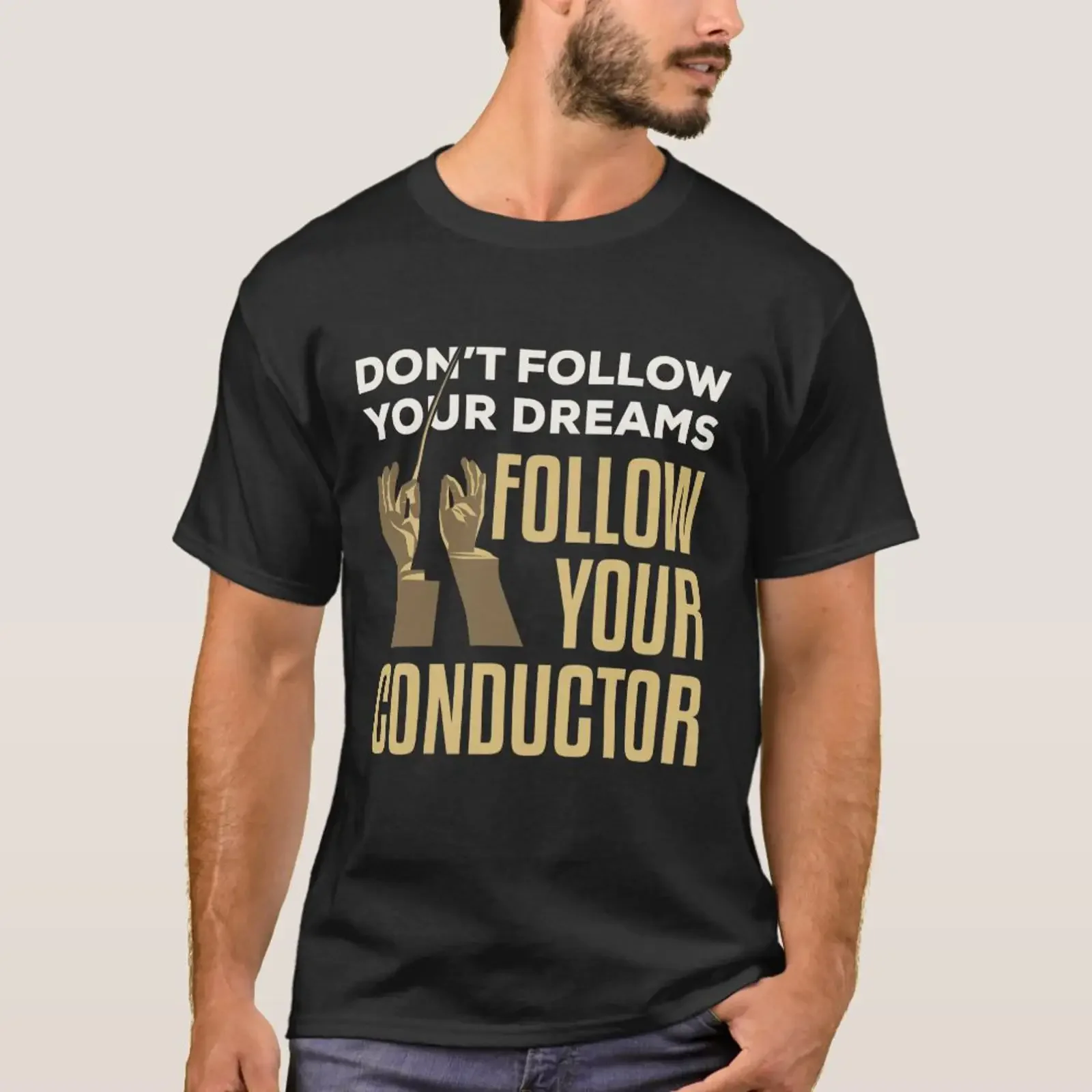 Funny Follow Your Conductor Orchestra Leader T Shirt vintage Washed Slightly designer clothes Casual fashion graphic homme