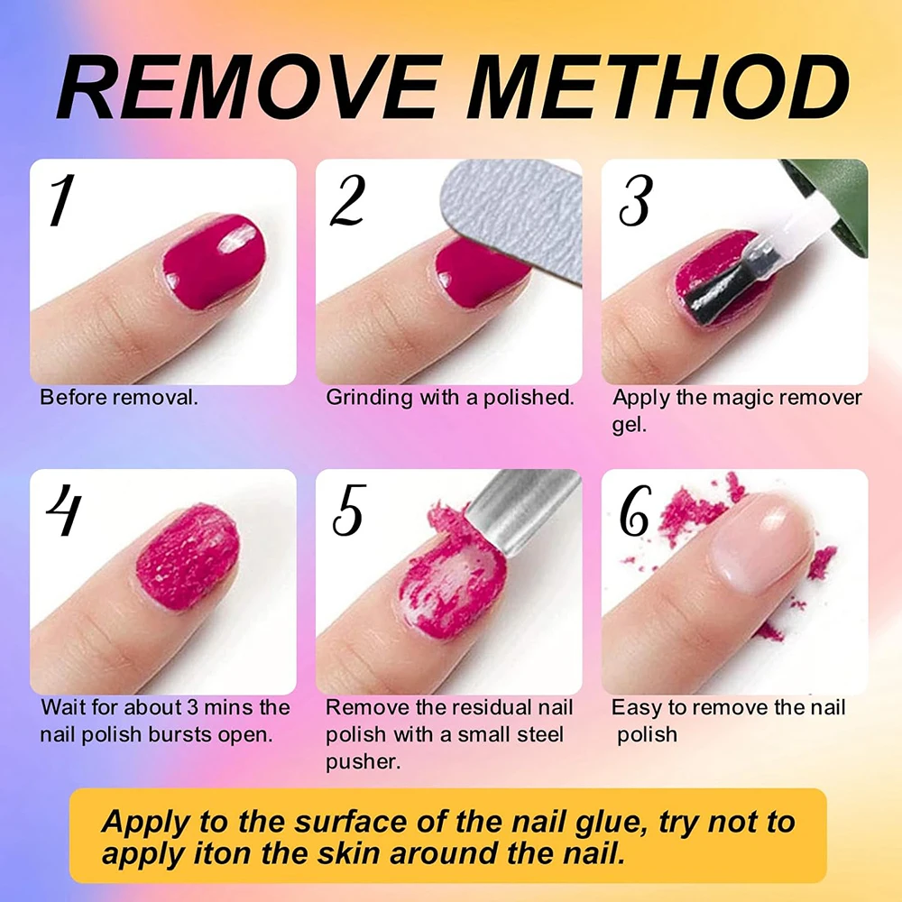 Removedor Profissional de Esmalte Gel Explosão, Remove Rapidamente Embeber Off Gel Polish, 0.25 flOz, 3-5 Mins, 15ml