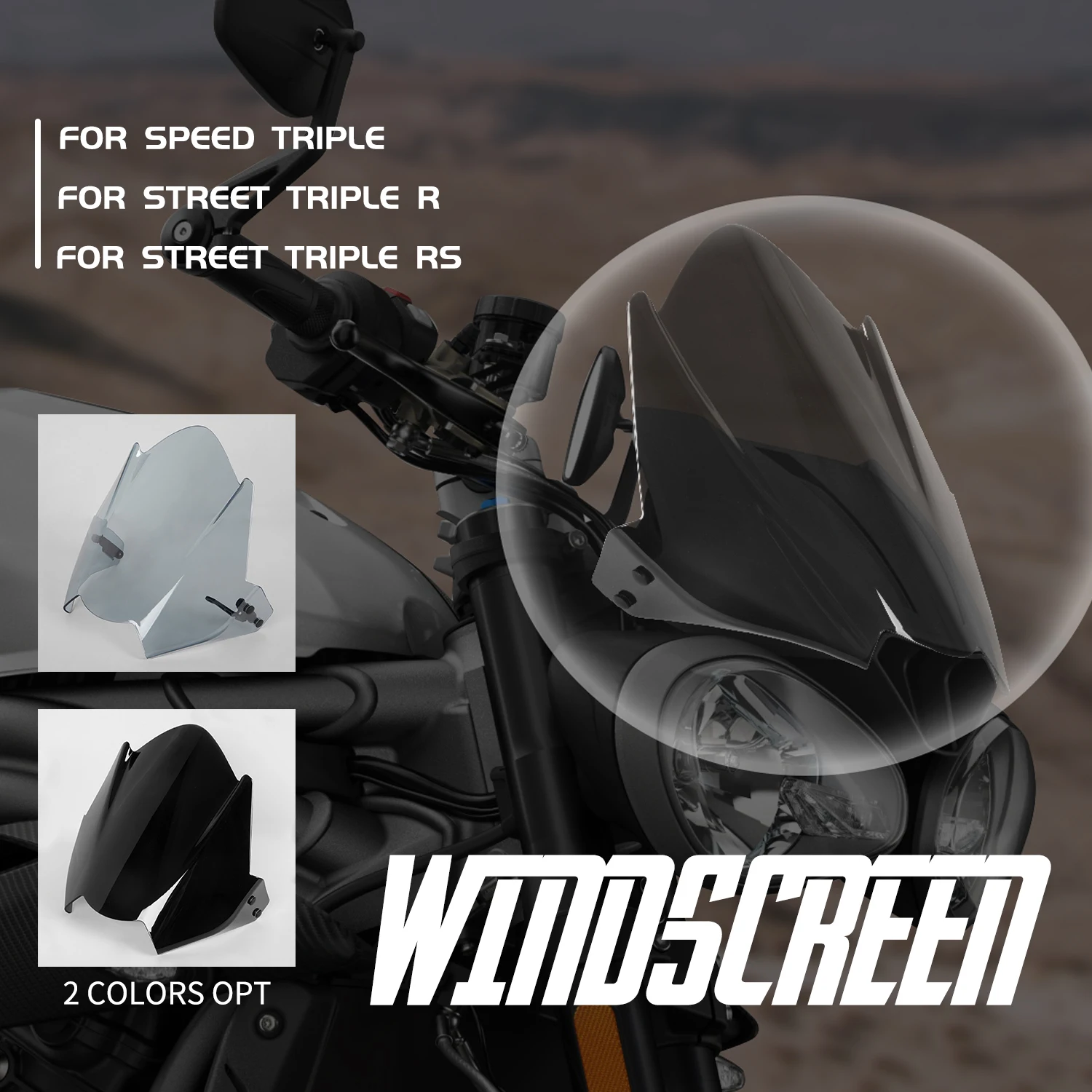 Motorcycle Sports Touring WindScreen Windshield Deflector For TRIUMPH SPEED TRIPLE 2016-2020 STREET TRIPLE R/RS 2017-2022