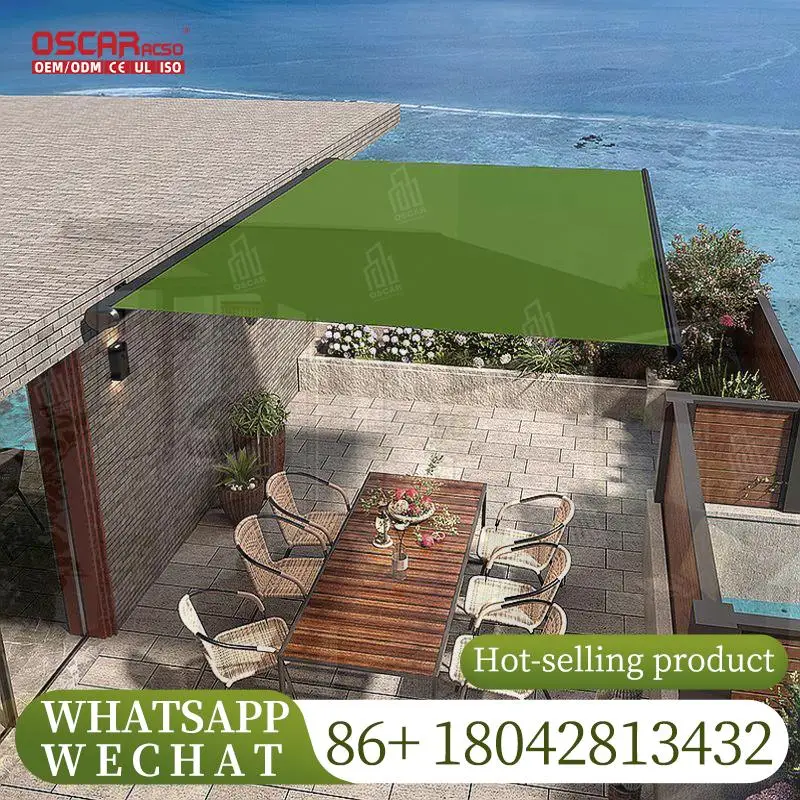 مظلة كاسيت كاملة كهربائية قابلة للسحب مع إطار أبيض لظل فناء بمحرك للشرفة والفناء الخلفي والشمس في الهواء الطلق #2