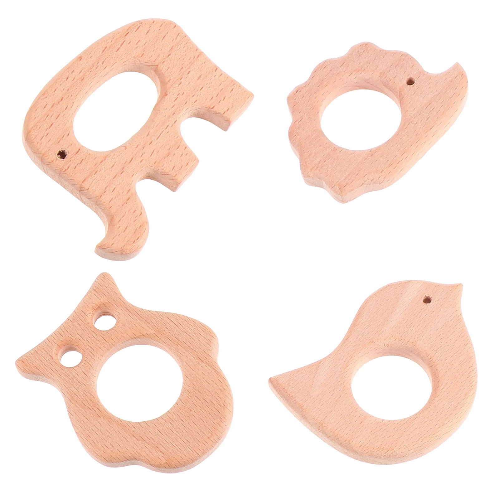 Anneau de dentition molaire en bois pour bébé, 4 pièces, soulagement à la mastication, apaise l'inconfort des gencives, jouet molaire pour bébé, outil de dentition