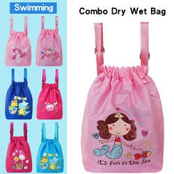 Children's Swimming Bag Wet Dry Waterproof Storage Bag For Kids Fitness Backpack Beach Shoulder Bag Cartoon Robot Backpack