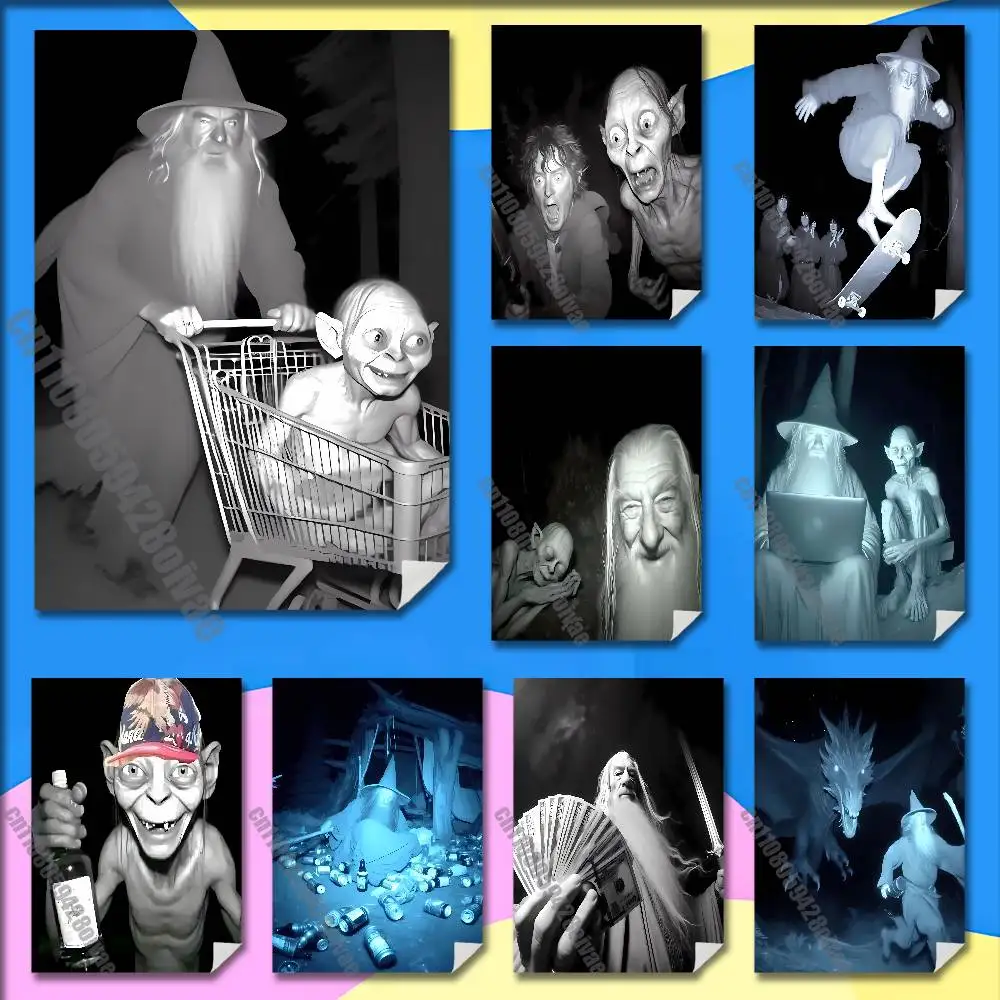 

L-Lord of the R-Rings Gollum Poster Sticker For Bars 40x60cm Self-adhesive Ornament Collectibles Playbill Cover