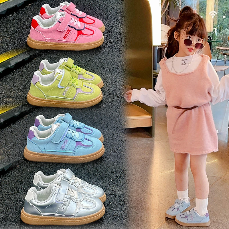 

Детская весенняя новая спортивная обувь для девочек 2024, повседневная модная универсальная студенческая обувь с мягкой подошвой