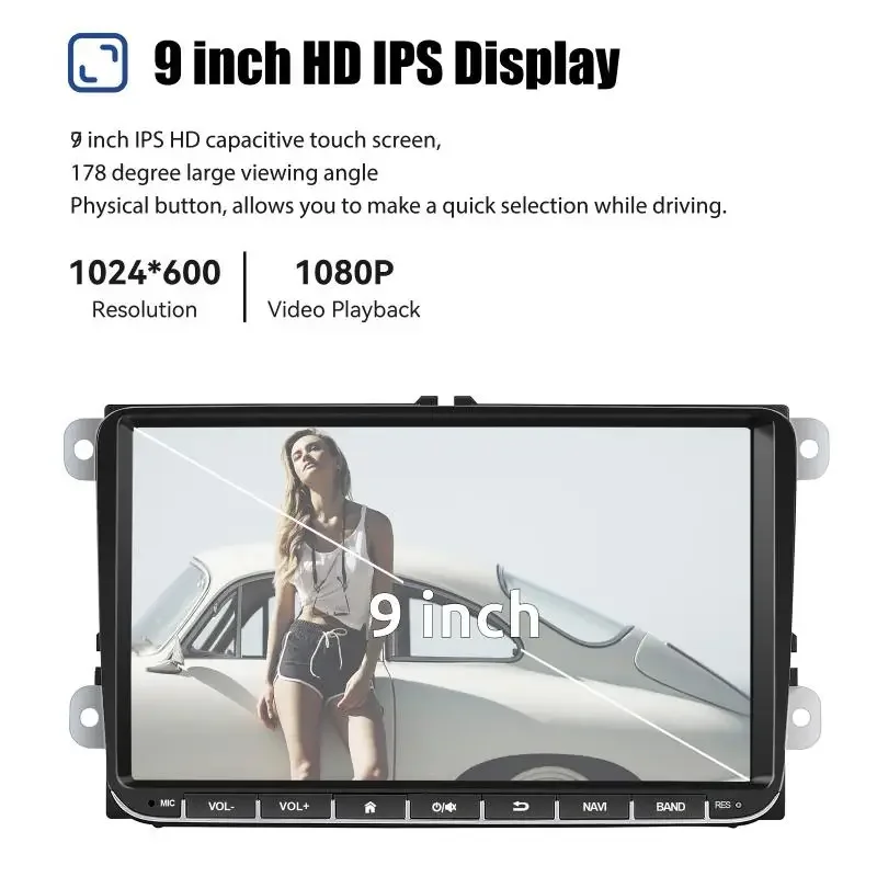 Android 15 CarPlay Autoradio 9 Inch Voor Volkswagen VW Golf Passat JETTA Skoda SEAT Auto Intelligent Systeem 2din GPS Autoradio ﻿ - afbeelding 2