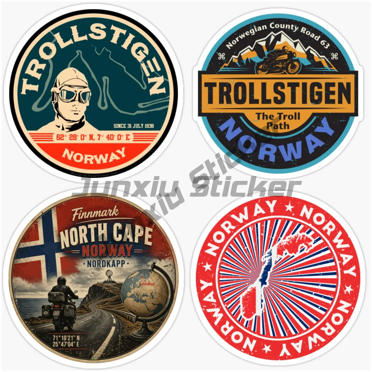 NORGE ATLANTIC OCEAN ROAD EAGLE ROAD BERGEN NORWAY SOGNEFJELLET TROLLSTIGEN NORGE MIT STIL Hiking Cycling Sports Car Stickers