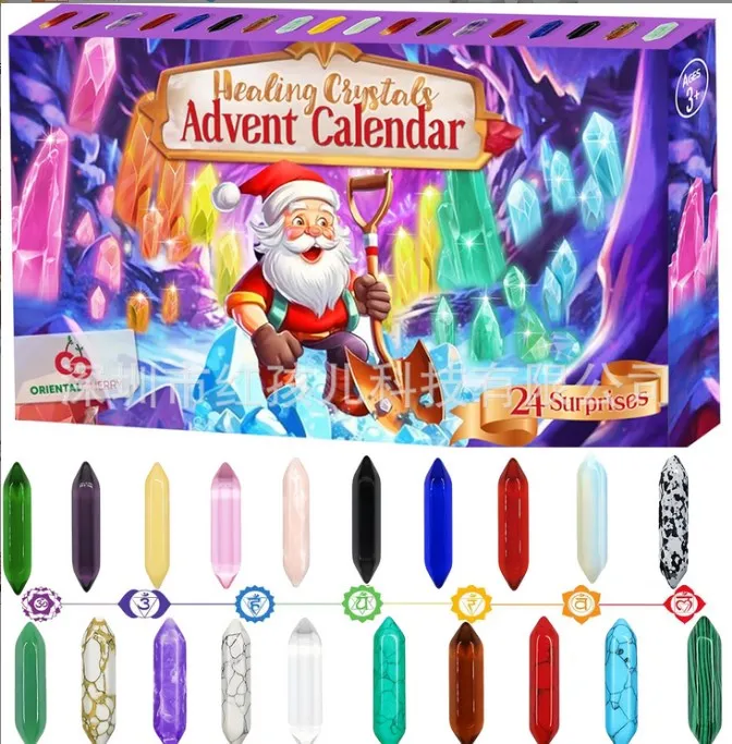 

Advent Calendar 2024 24 Days Of Crystals And Stones Kit With Crystal Necklace Holder Magnifier And Storage Bag Poop Timer Dad