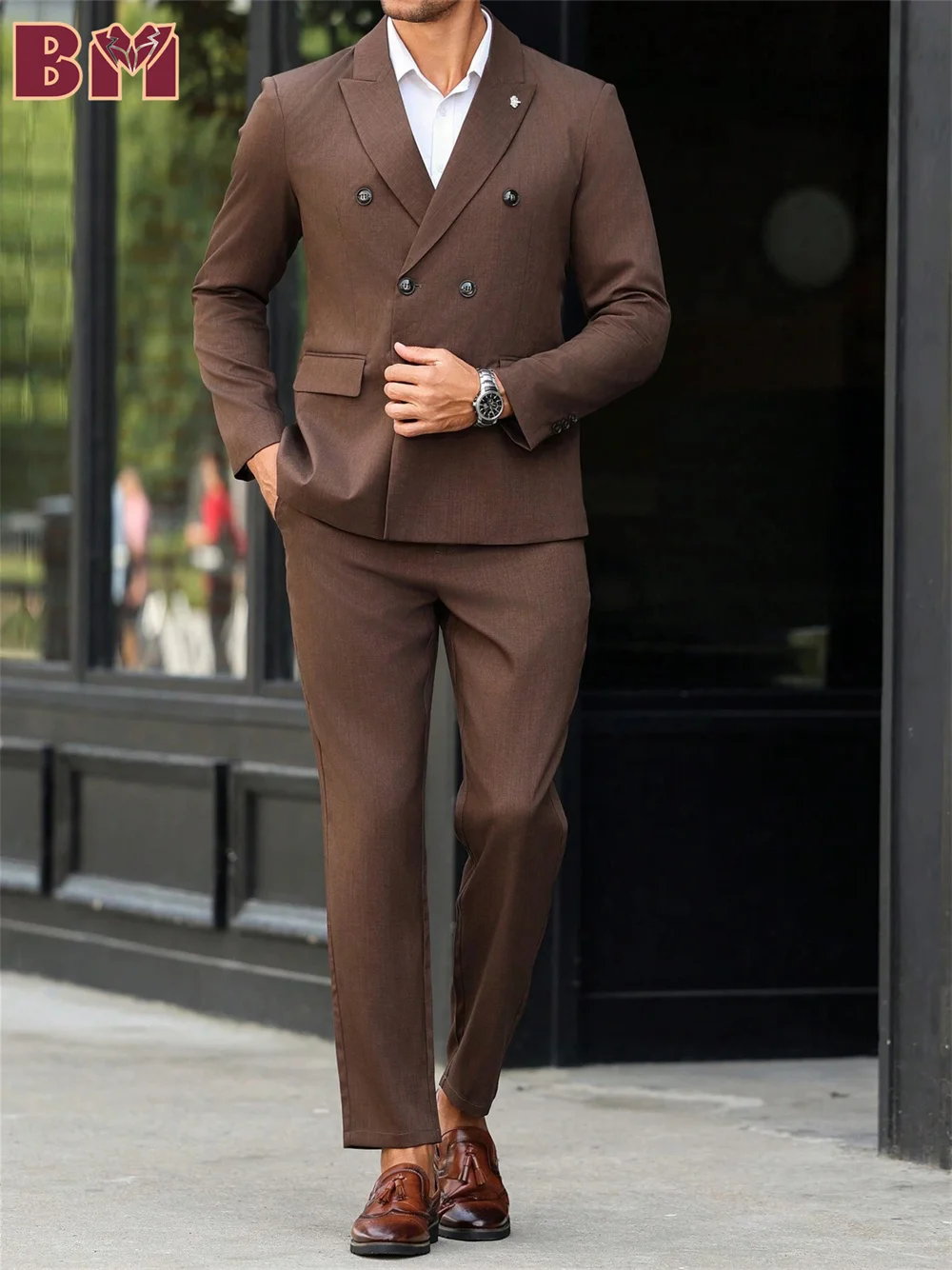 

Formal Men Prom Suit 2PCS 2025 Simple Double Breasted Suit For Groomsmen Including Jacket Pants For Wedding Customized