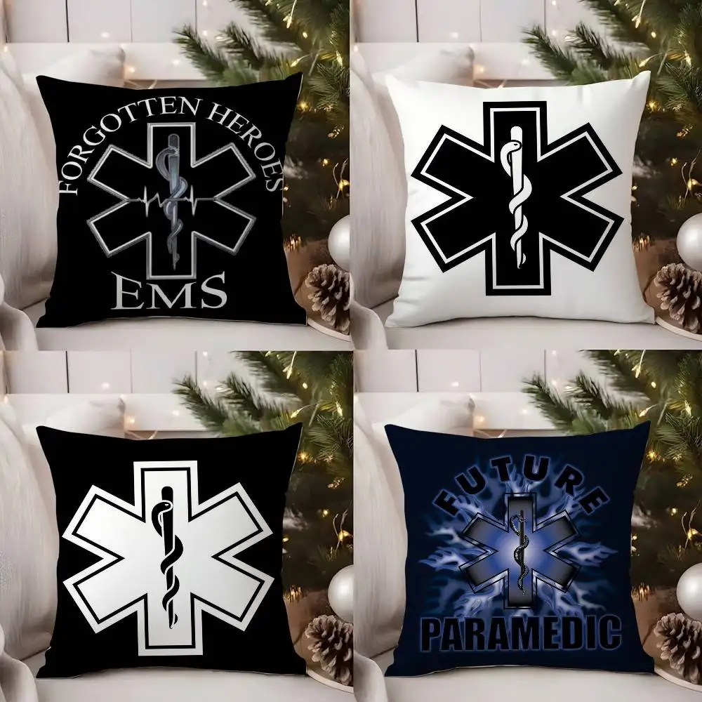 

E-EMT EMS Ambulance Pillow Case Office Sofa Dorm Chair Back Short Plush Double-sided Printing Home Cushion Cover