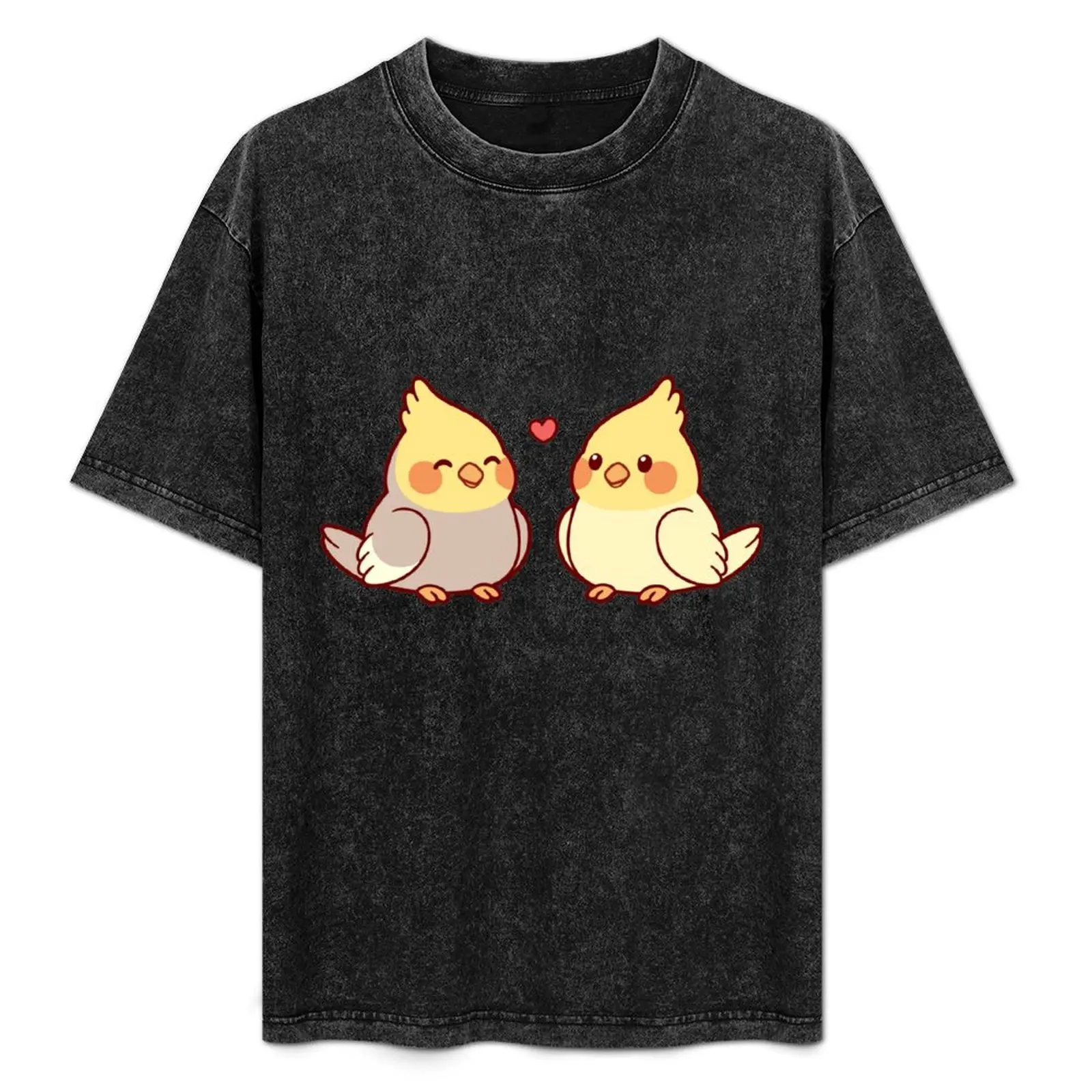 Cute cockatiel couple T-Shirt anime tshirt quick drying anime figures animal prinfor boys black t shirts for men