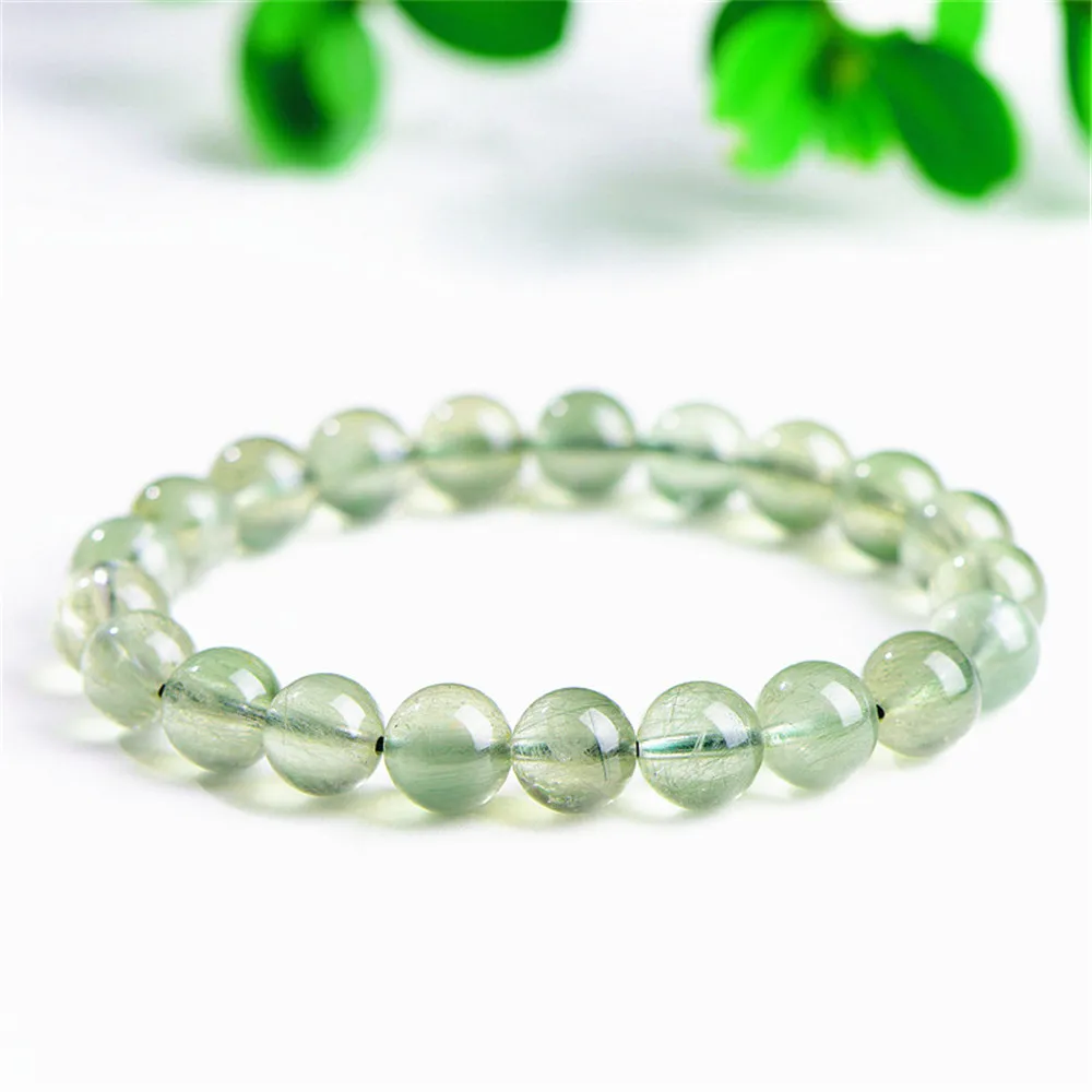 Imagem -02 - Pulseira de Quartzo Rutilado Verde Natural para Homens e Mulheres Olho de Gato Contas Redondas Claras Cristal mm mm mm 10 mm Aaaaa