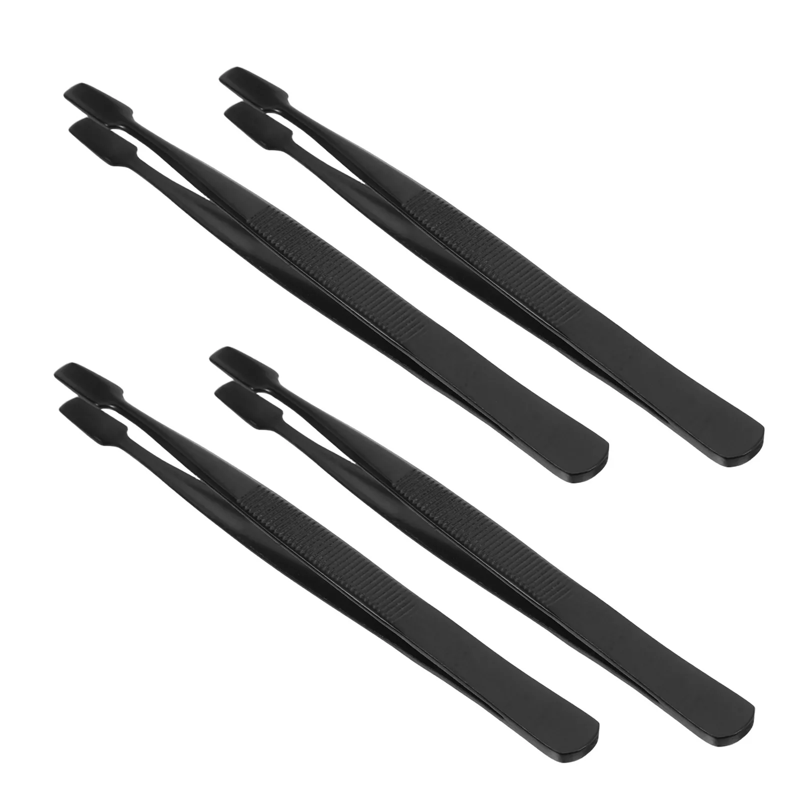 4Pcs Stamp Tweezers Straight Tip Stainless Steel Anti Static Black Philatelic Tongs for Stamp Collecting Fine Edge Paper
