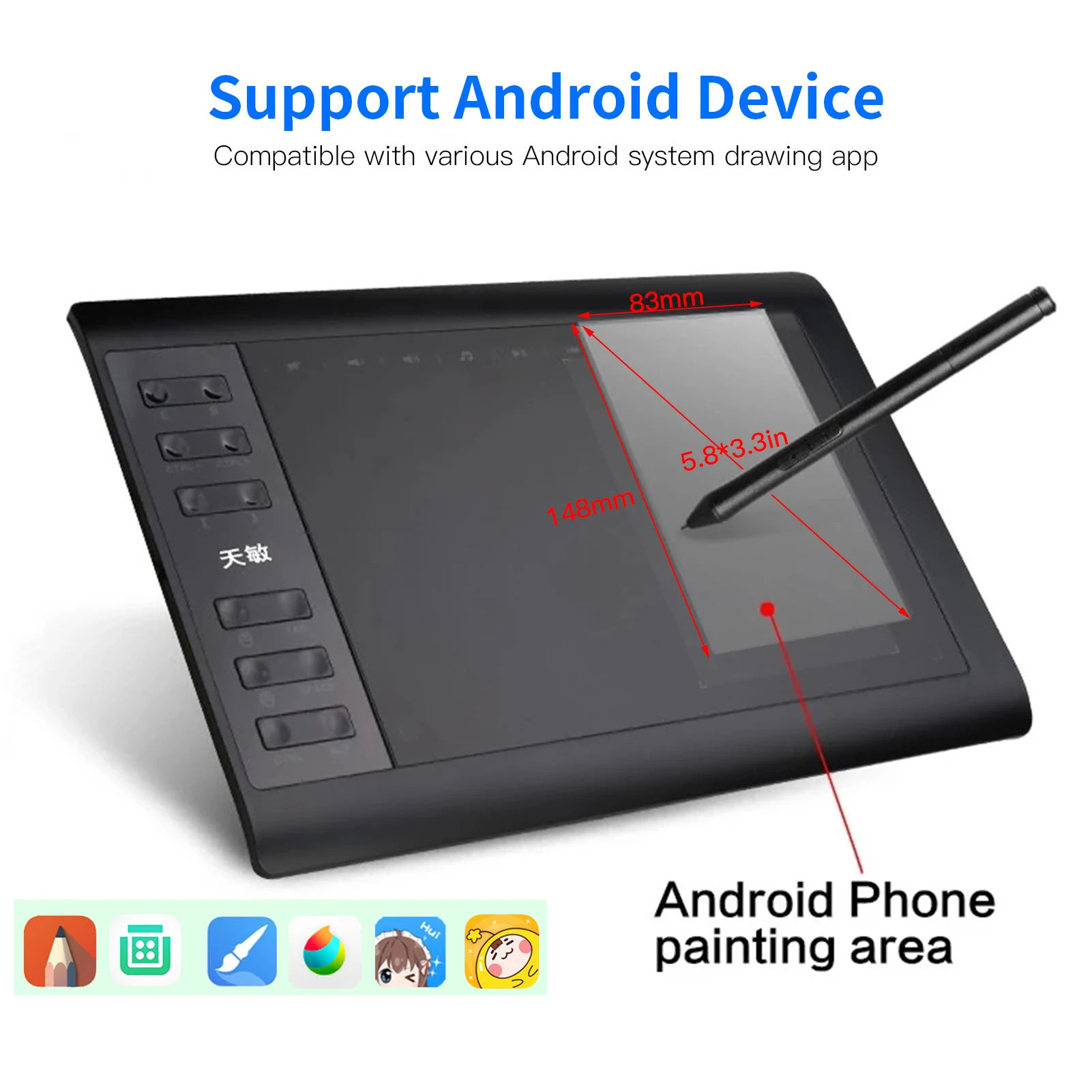 G10 Digital Art Graphics Drawing Tablet 10x6 Inches Ultralight Art Creation Sketch Tablet with Stylus 8192 Levels Pressure