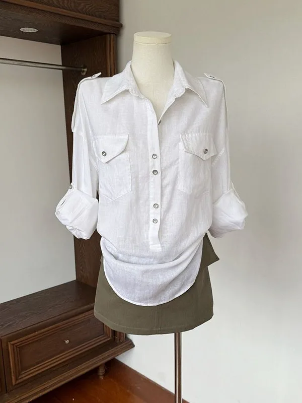 

Корейский стиль: Новинка осени 2025 – Модный женский повседневный комплект из двух предметов: свободная рубашка с длинным рукавом и воротником, универсальный крой.