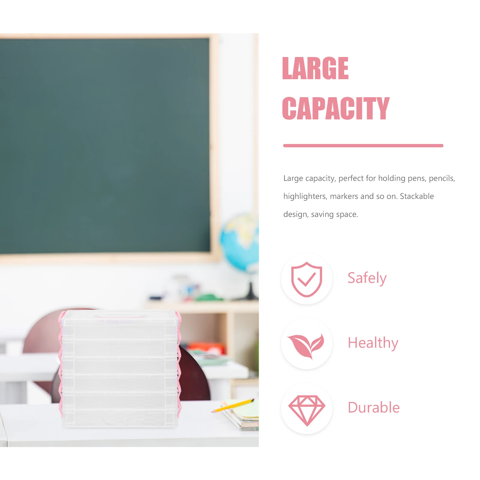 

Paintbrush Storage Box Stackable Stationery Pencil Holder Container Large Capacity Case Plastic Drawing Student
