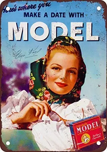 Jacksoney Tin Sign New Aluminum Metal Elyse Knox para Modelo Tabaco Sign Retro 11.8 x 7.8 Inch