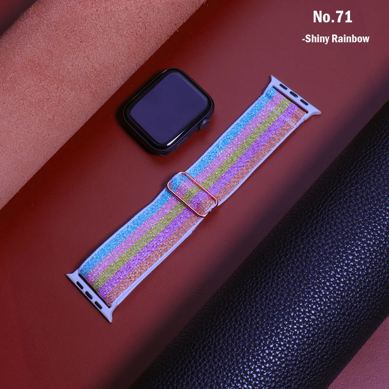 Nylon Strap for Apple Watch Band ultra 2 49mm 41mm 45mm 38/40/44mm Elastic Shiny Bohemian Bracelet iWatch Series 9/8/7 6 5 4 Se