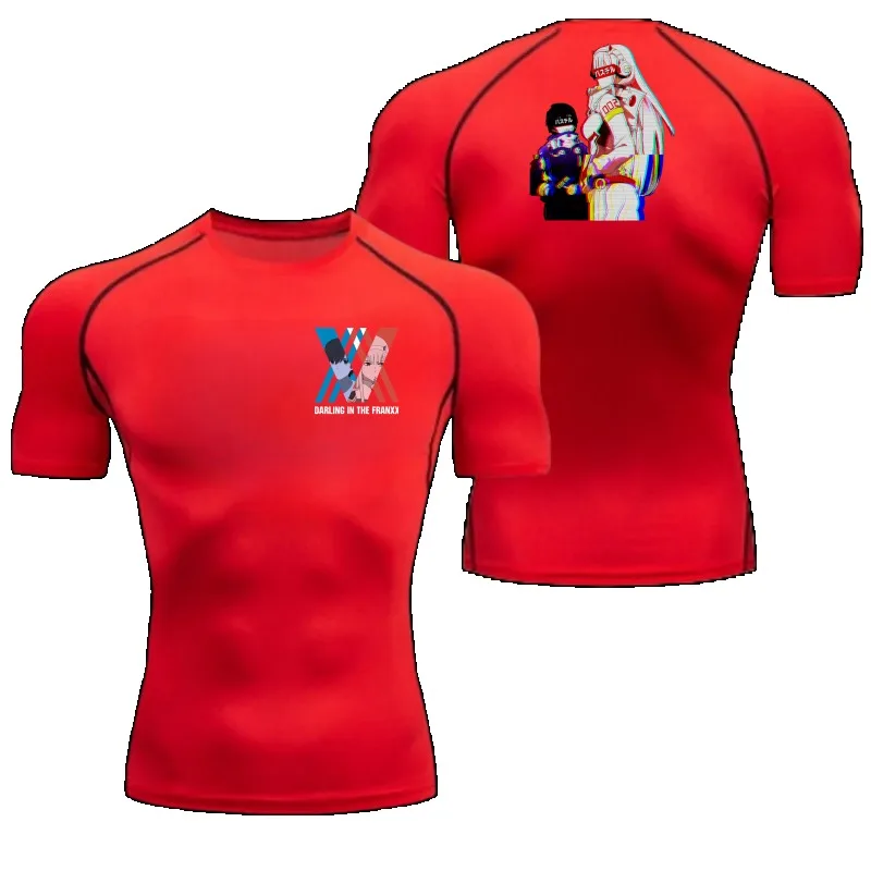 Fitness Sportswear Teenagers Tshirt Zero Two Darling Graphic Tight Training Clothes Boys Compression Running Basketball Clothes