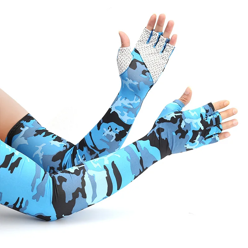 Five-finger Ice Arm Sleeves Sunscreen Breathable Arm Guards Outdoor Sports Cycling Running Cool Silk Arm Sleeves