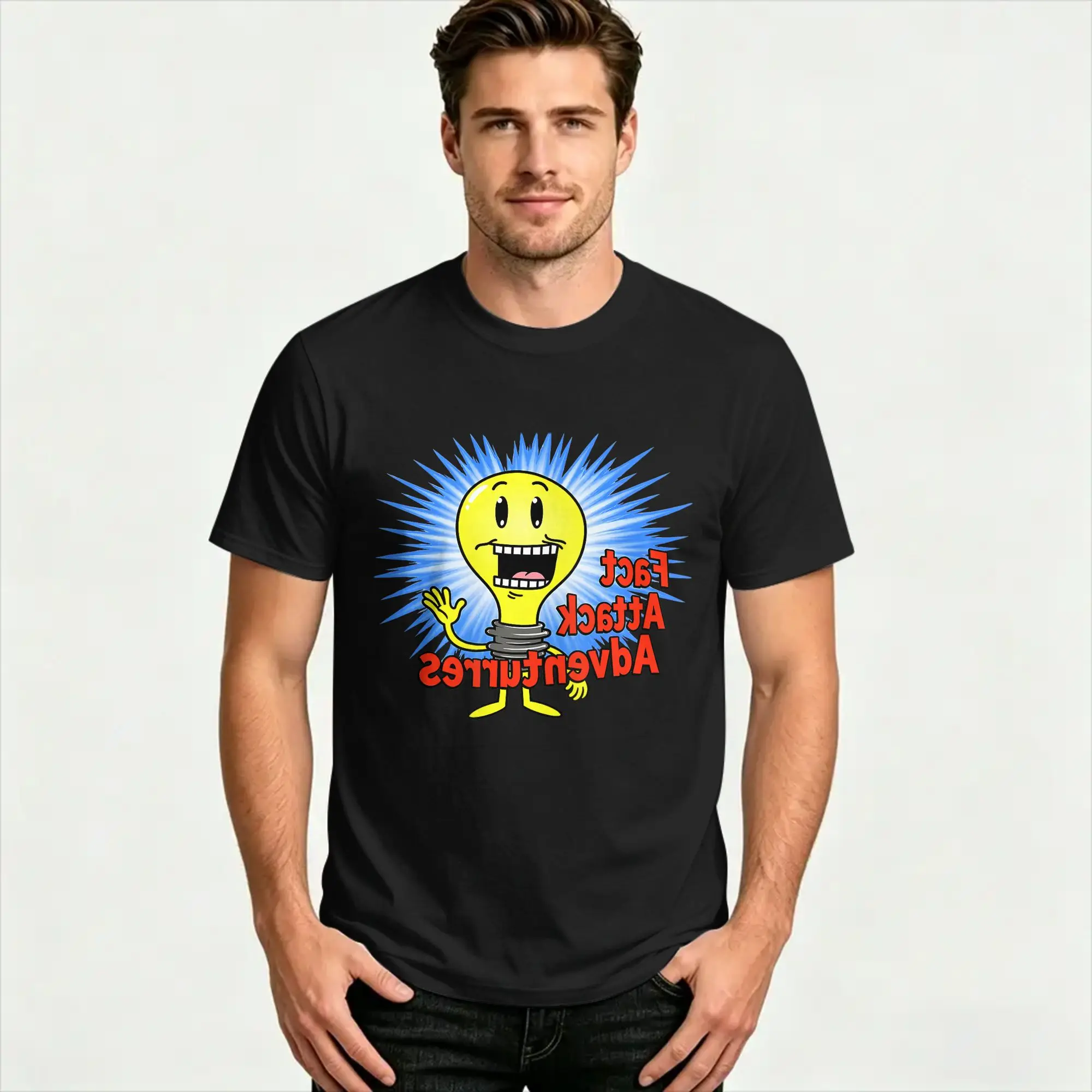 Fact Attack Adventures T Shirt Men's  100% Cotton Awesome T-Shirts Crew Neck  Tees Short Sleeve Clothes Plus Size