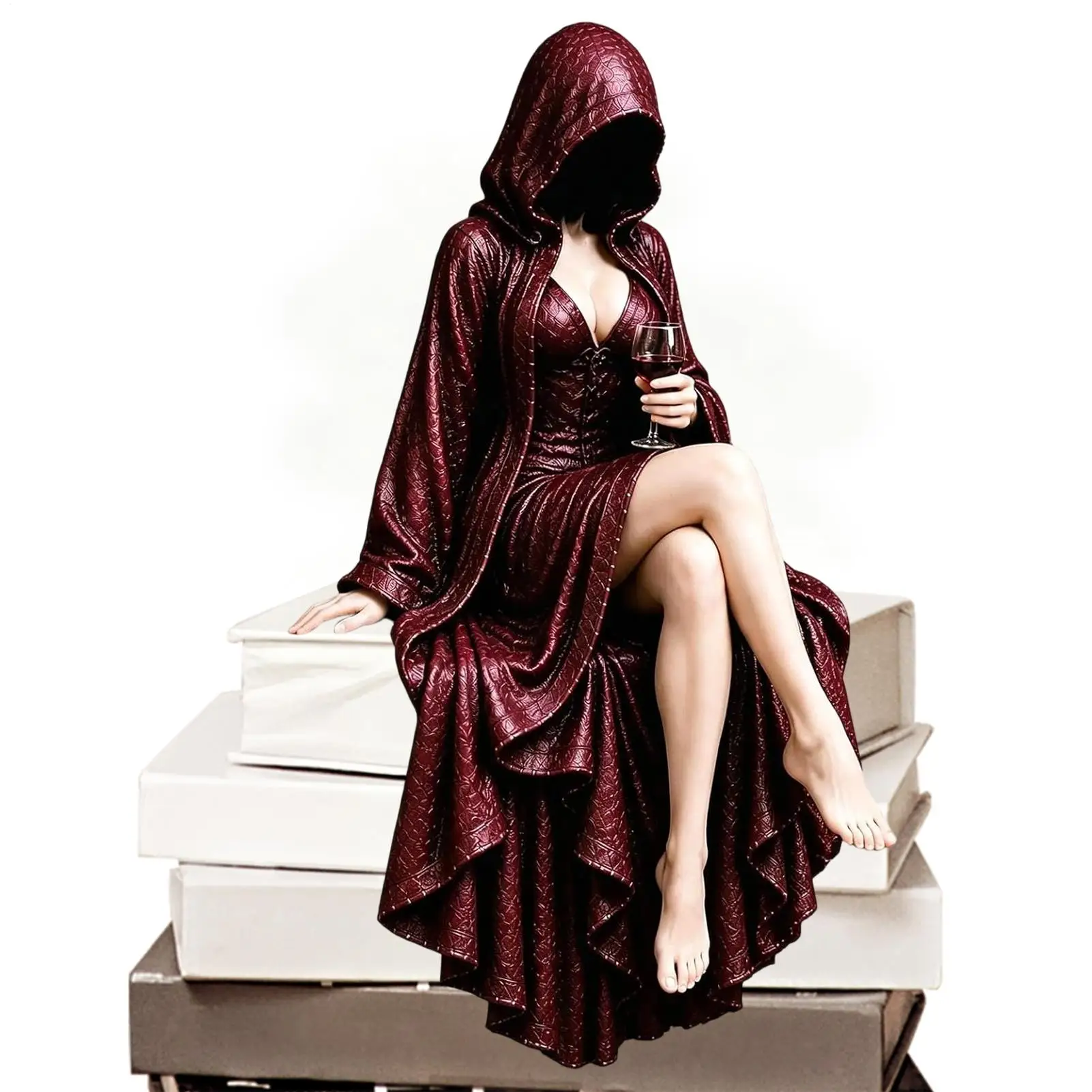 Halloween Hooded Reader Figurine Fantasy Gothic Faceless Figurine Hooded Book Reader Statue For Wine Cabinet Home Bar Living