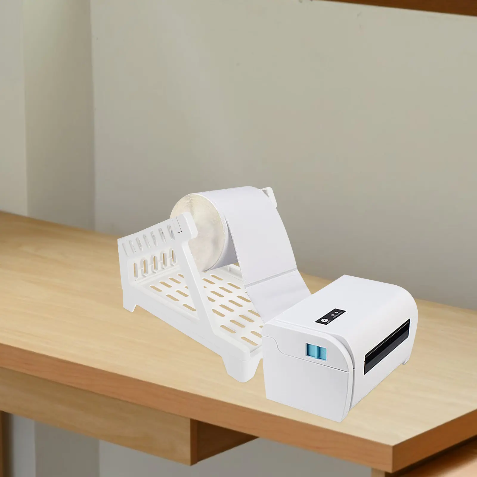 Convenient Label Holder for Rolls ABS Material Desktop Label Tray Saves Space Hidden Cables Compatible with Stacked Paper