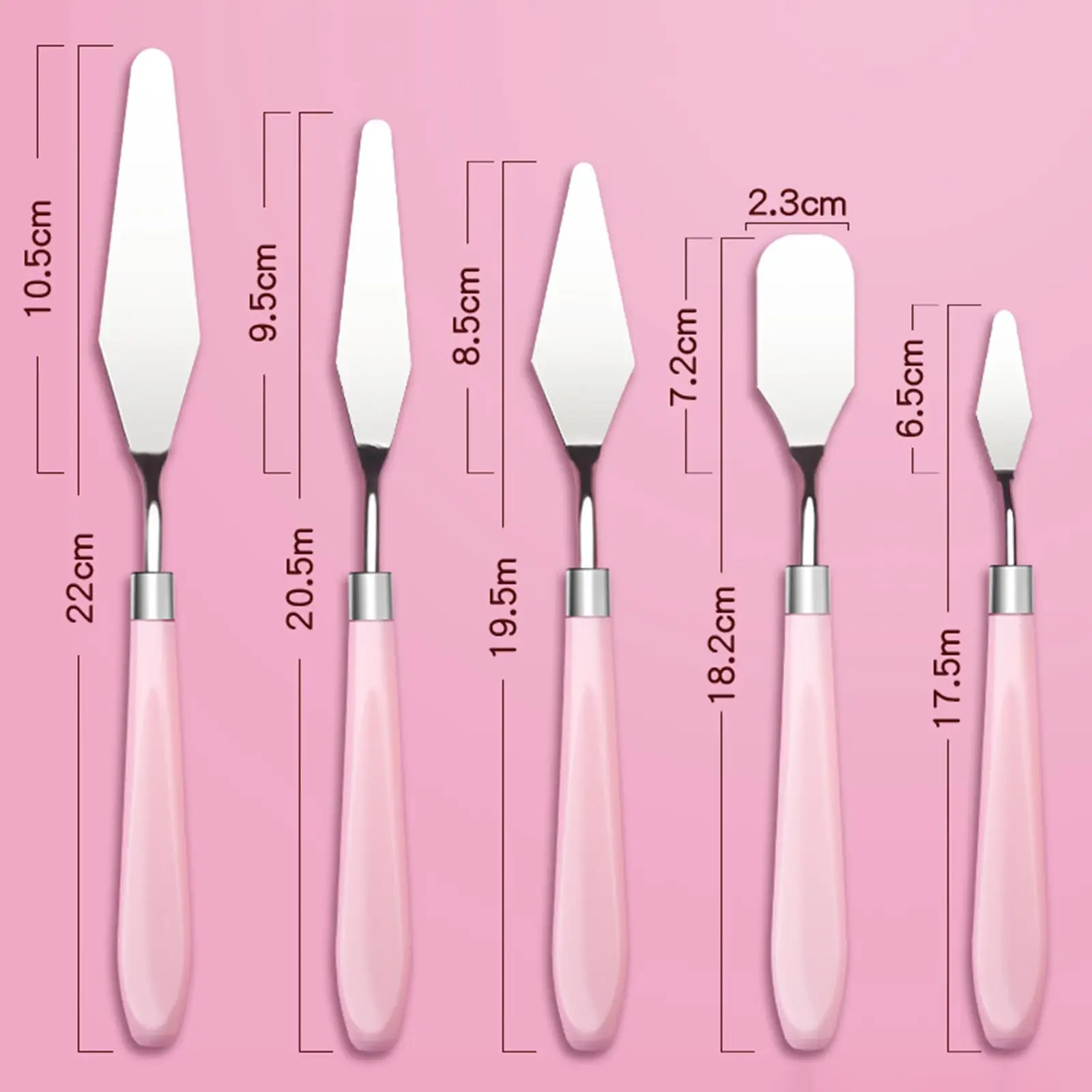 Ensemble de Couteaux à Peinture avec Outils en Acier Inoxydable pour Toile, 5 Pièces