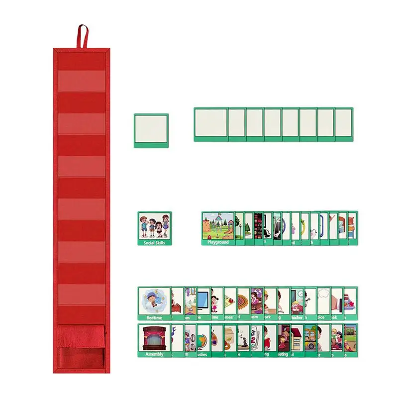 Visual Schedule Chart Mini Travel Schedule Pocket Chart Bedtime Routine Chart Visual Schedule Pocket Chart With 45 Activity card